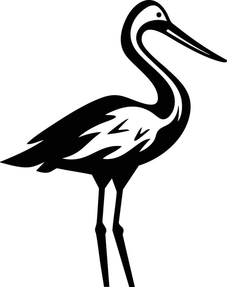 A black and white silhouette of a crane vector