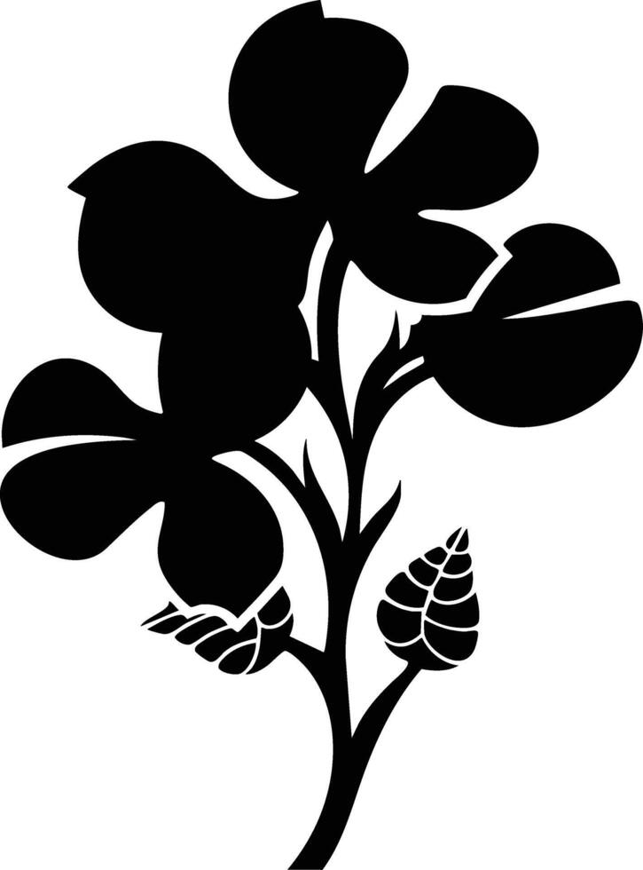 A black and white silhouette of a flower vector
