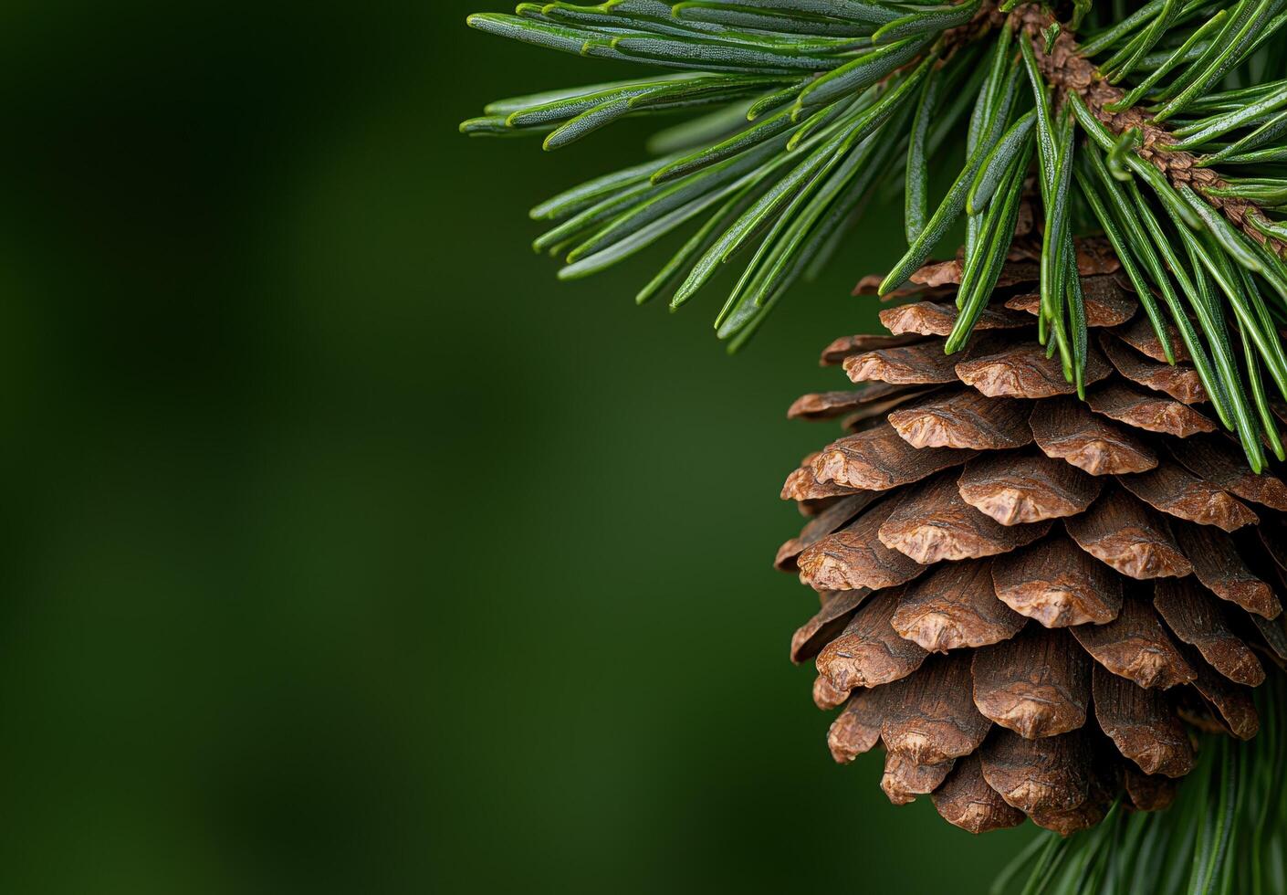 Close up of pine tree branch with pine cone photo
