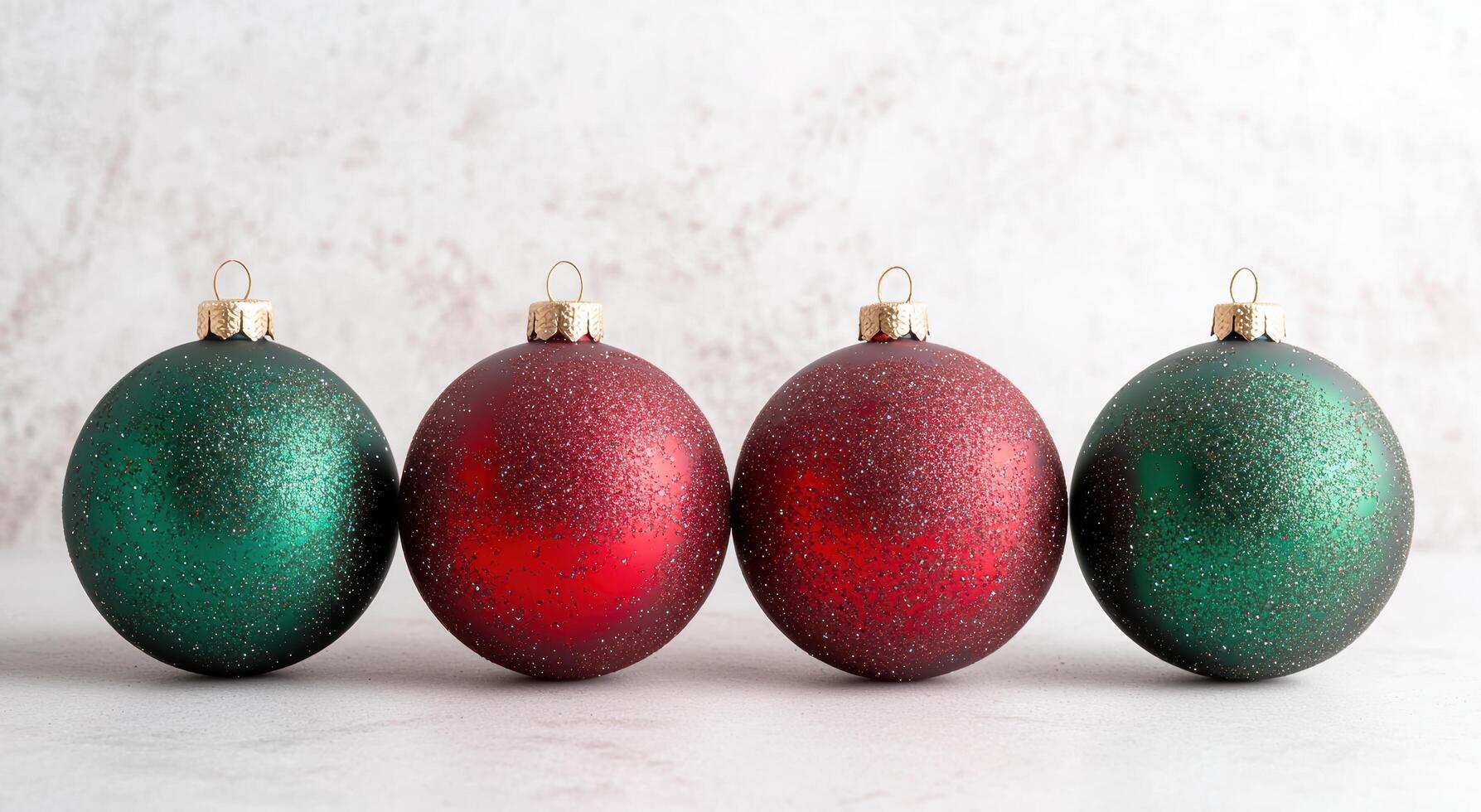 Festive christmas ornaments in red and green photo