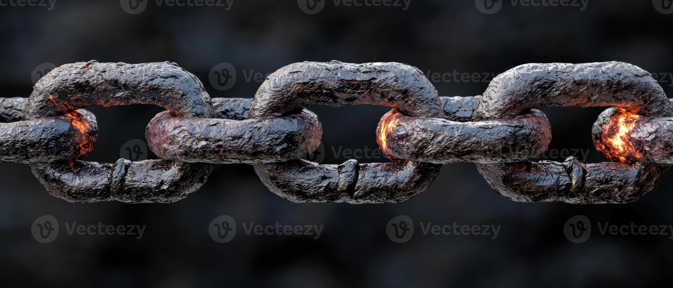 Rusted metal chain links on a dark background photo