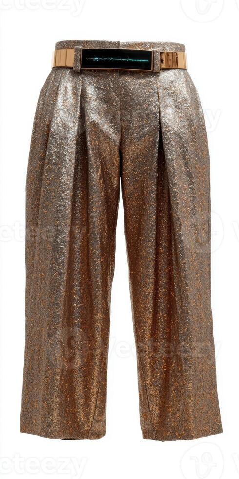 Shimmering metallic pants with digital display photo