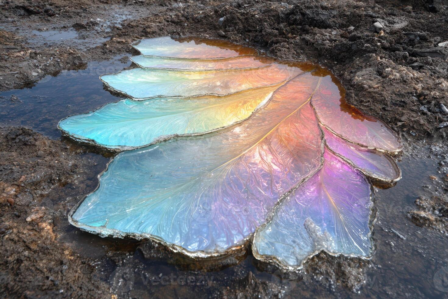 Vibrant mineral pool with iridescent colors photo