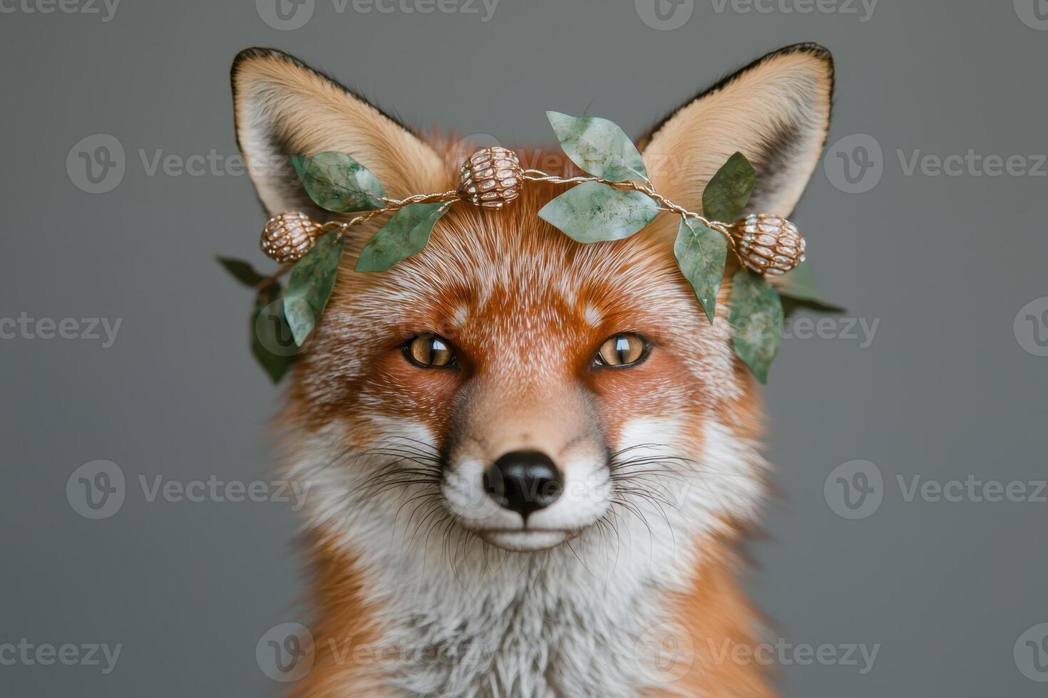 Enchanting fox with floral crown photo