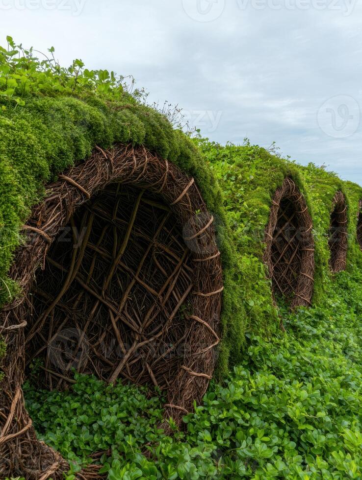 Lush green moss covered landscape photo
