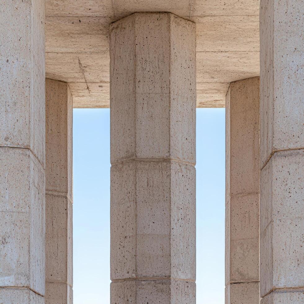 Architectural columns and skyline photo
