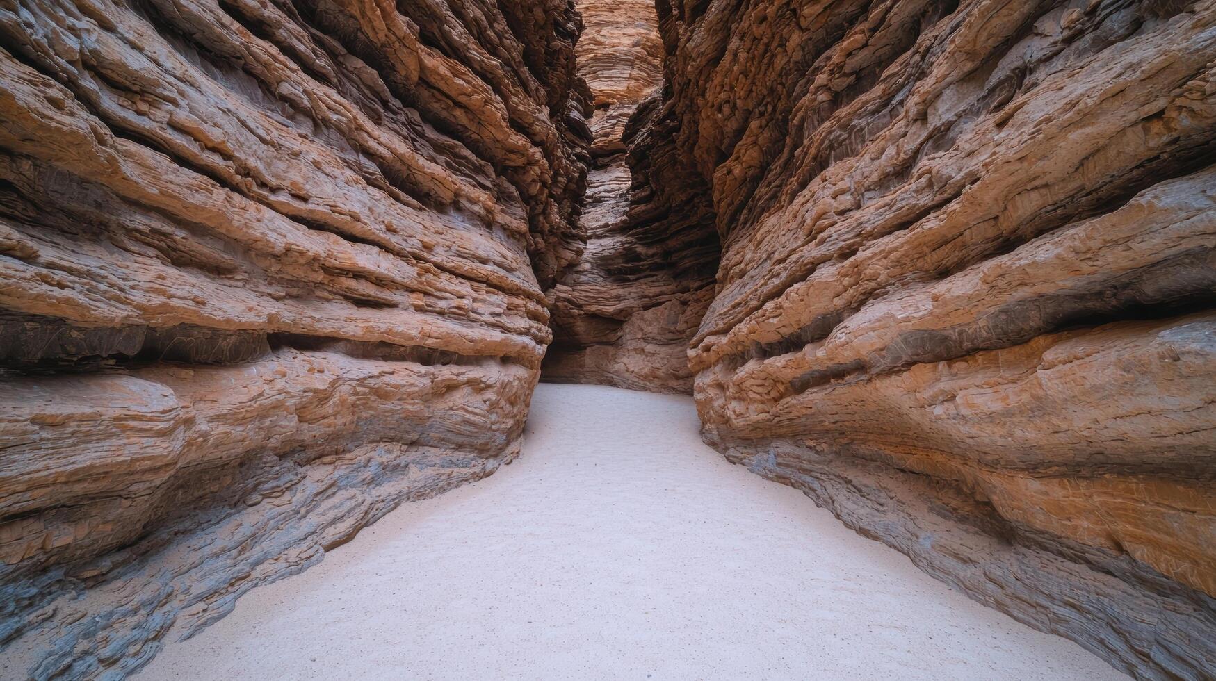 Narrow rocky canyon with winding path photo