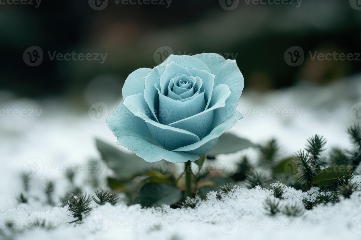 Delicate blue rose in snow photo