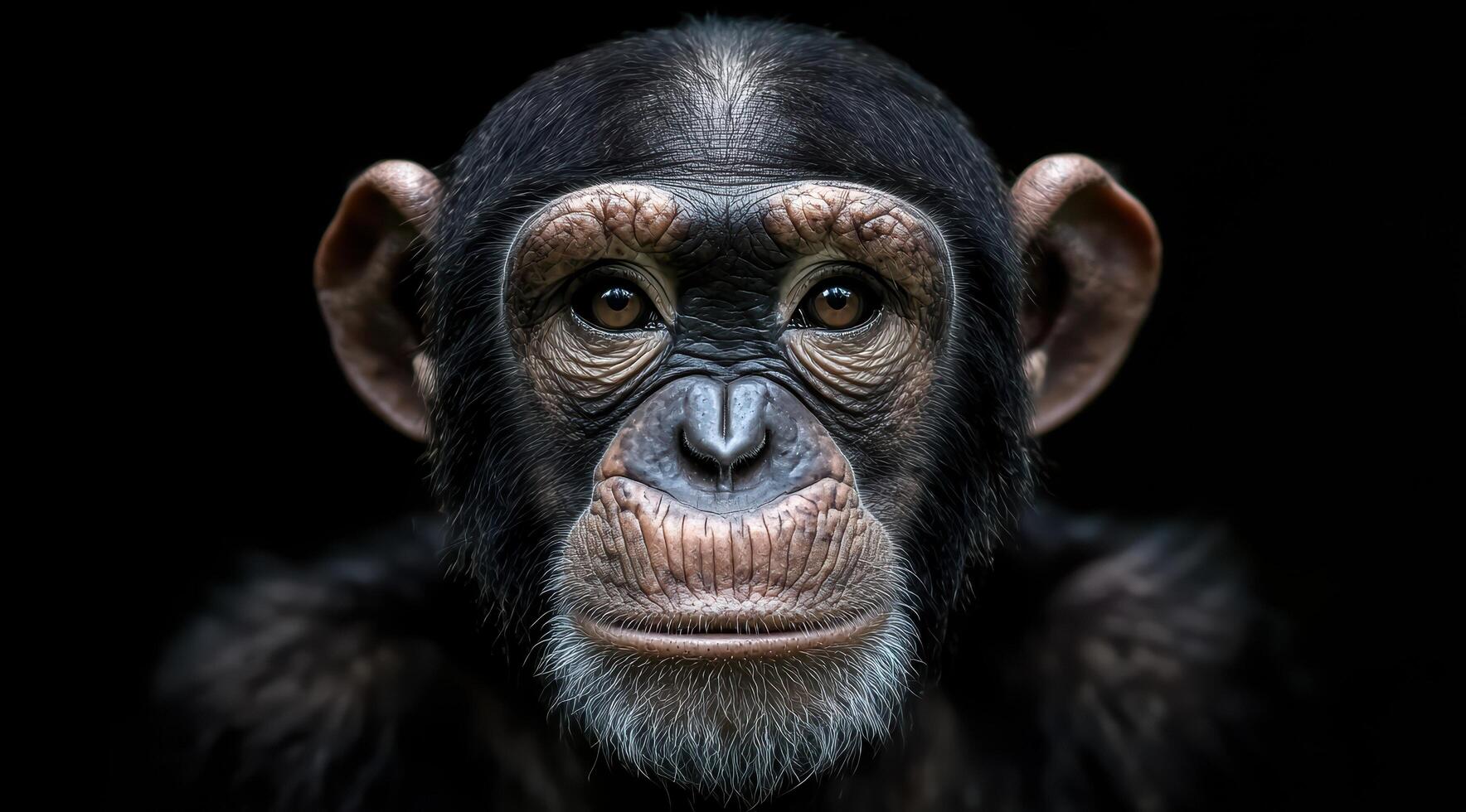 close up portrait of a chimpanzee photo