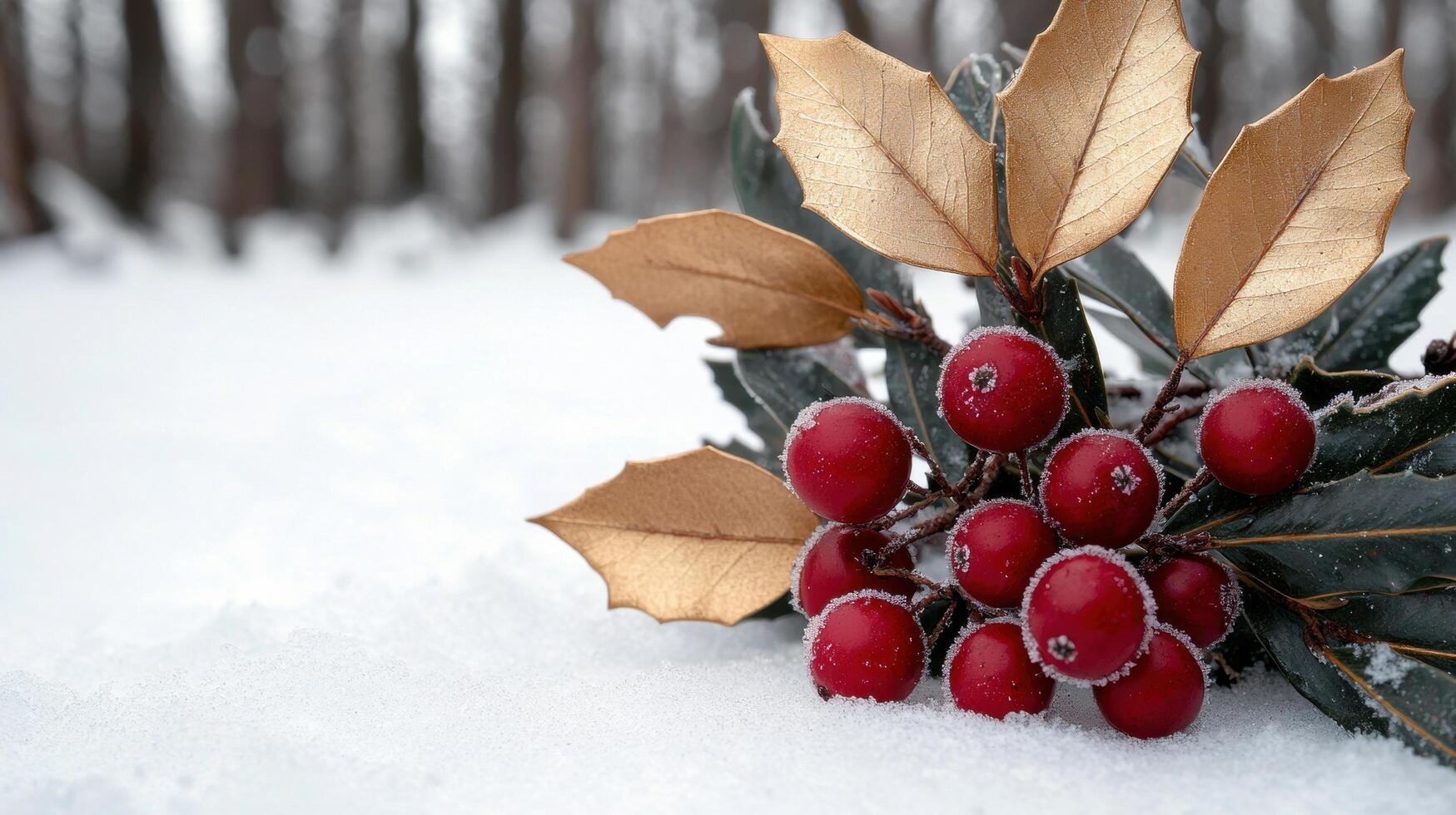 Festive winter berries in the snow photo