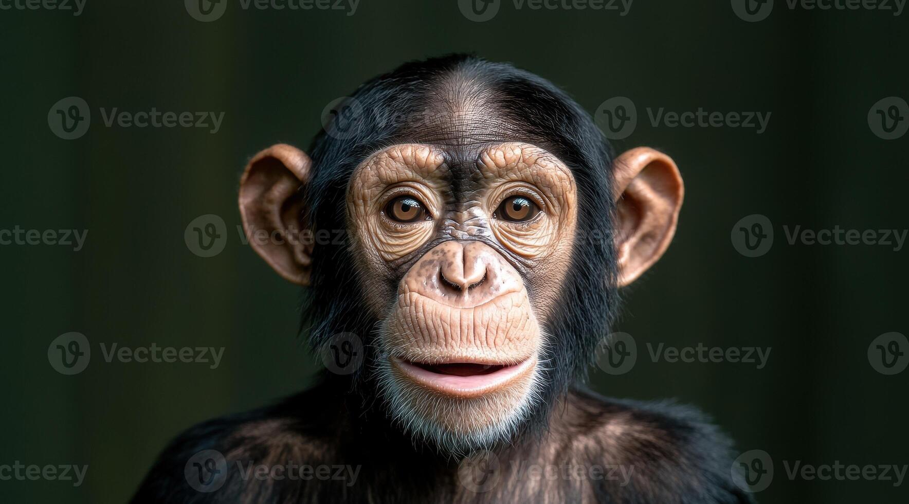 close up portrait of a chimpanzee photo