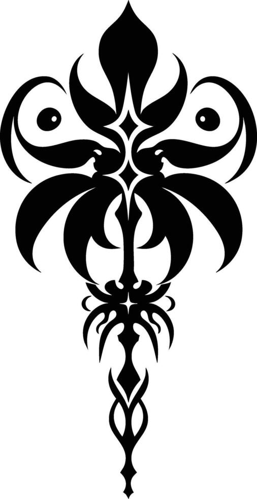 A black and white design with a flower vector