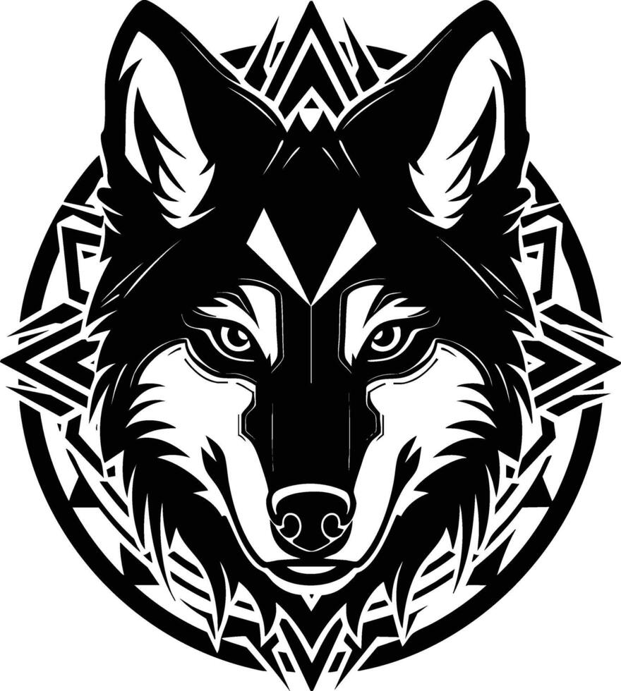 A wolf head in tribal style on a white background vector