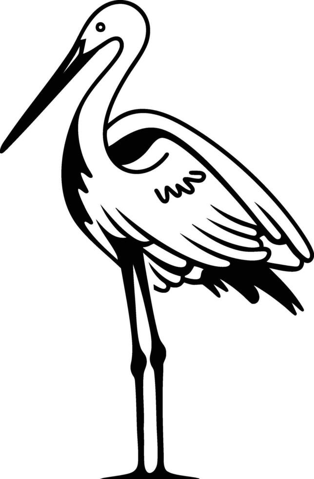A black and white drawing of a crane vector