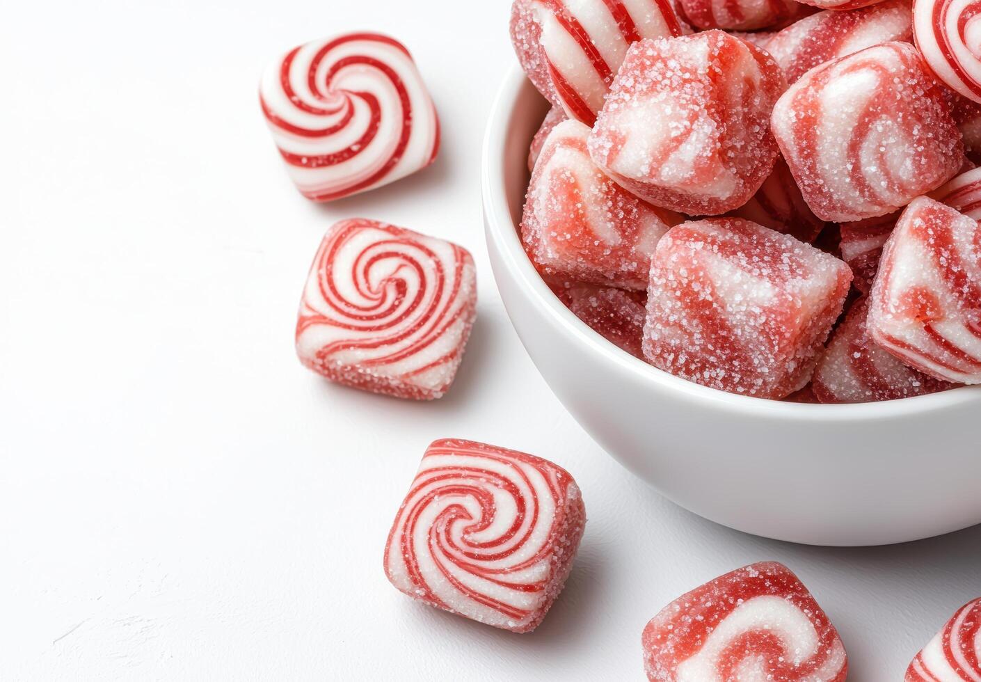 Delicious red and white candy swirls photo