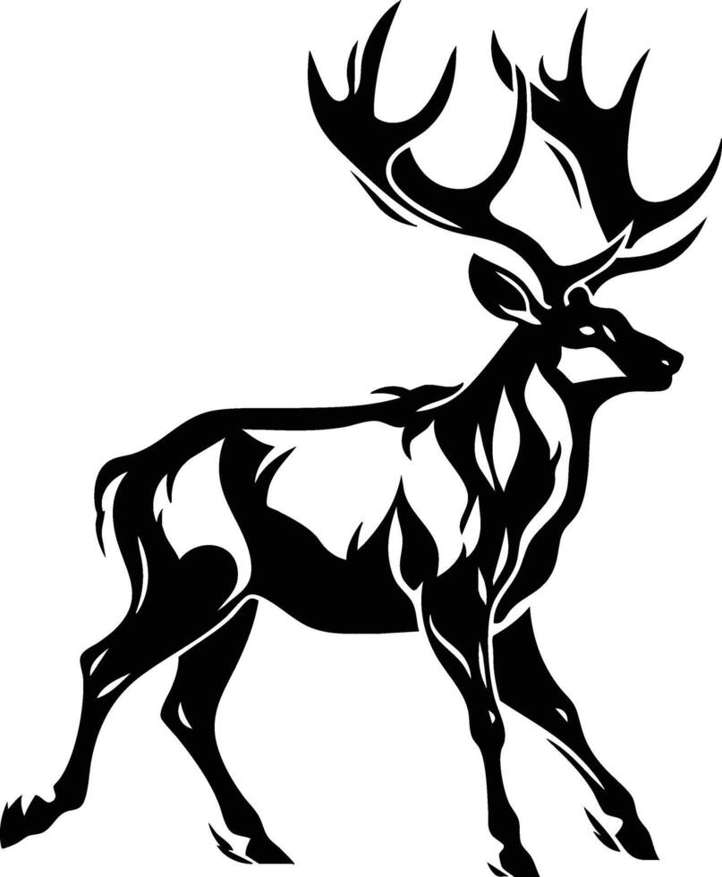 A black and white deer silhouette on a white background vector