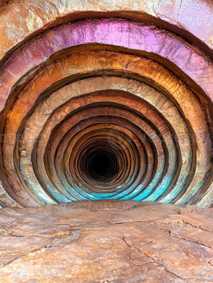 Colorful abstract tunnel with concentric rings photo