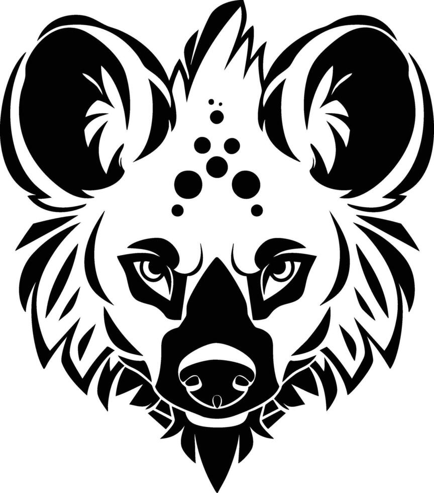 A black and white hyena head with a tribal design vector