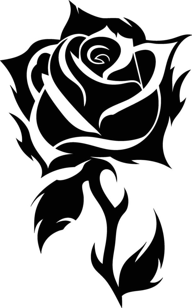 A black and white rose tattoo design vector