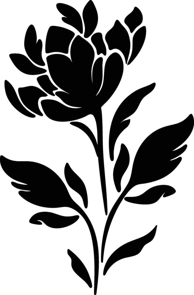 A black and white silhouette of a flower vector