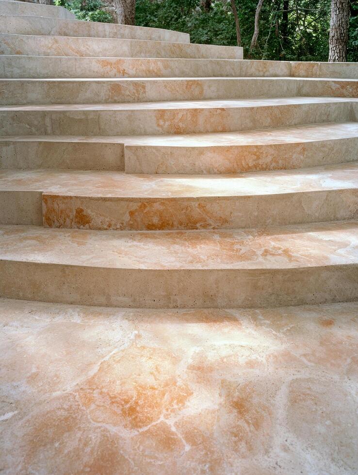 Curved stone steps in natural setting photo