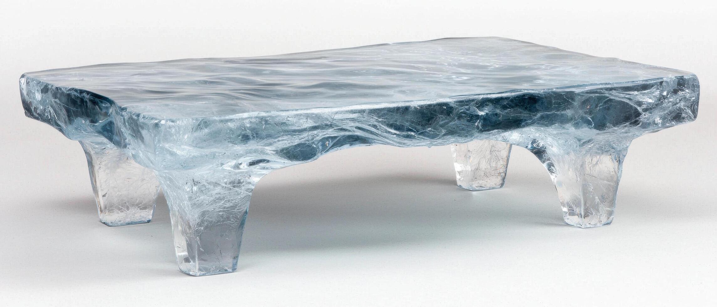 Frozen glass table with icy texture photo