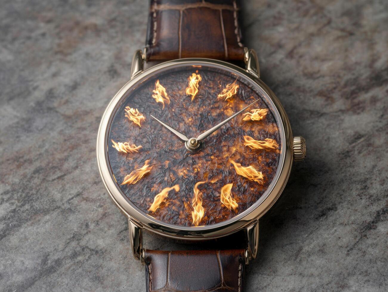 Fiery watch face with flames photo