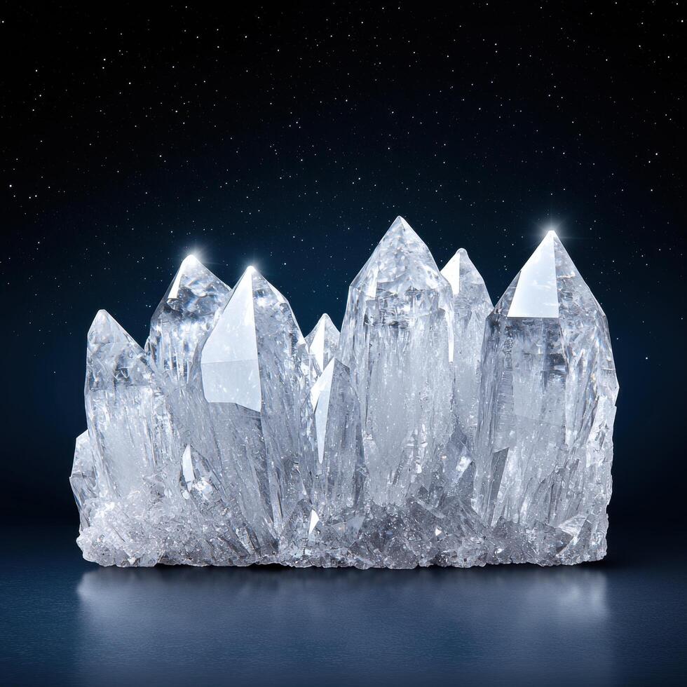 Majestic crystal formations against a starry night sky photo