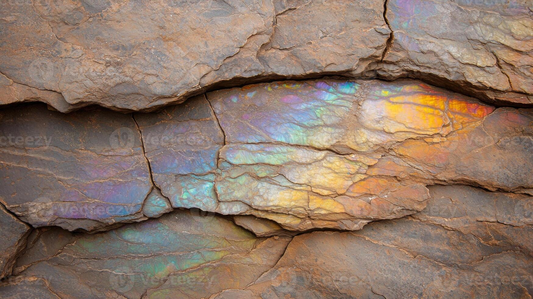 Colorful rock formation with iridescent patterns photo