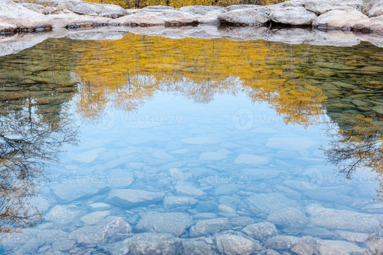Serene autumn lake reflection photo
