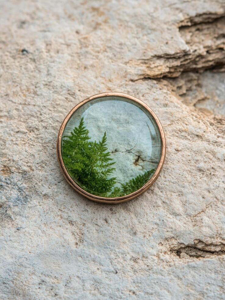 Reflection of nature in a glass lens photo