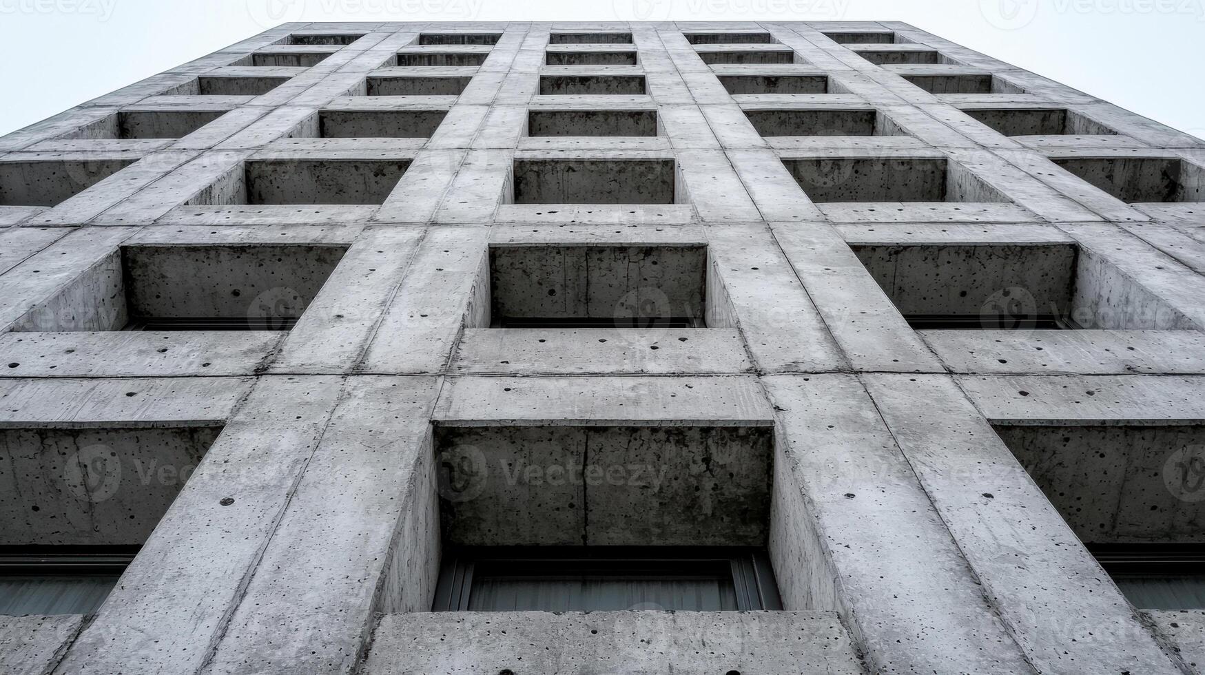 Concrete building facade with geometric patterns photo