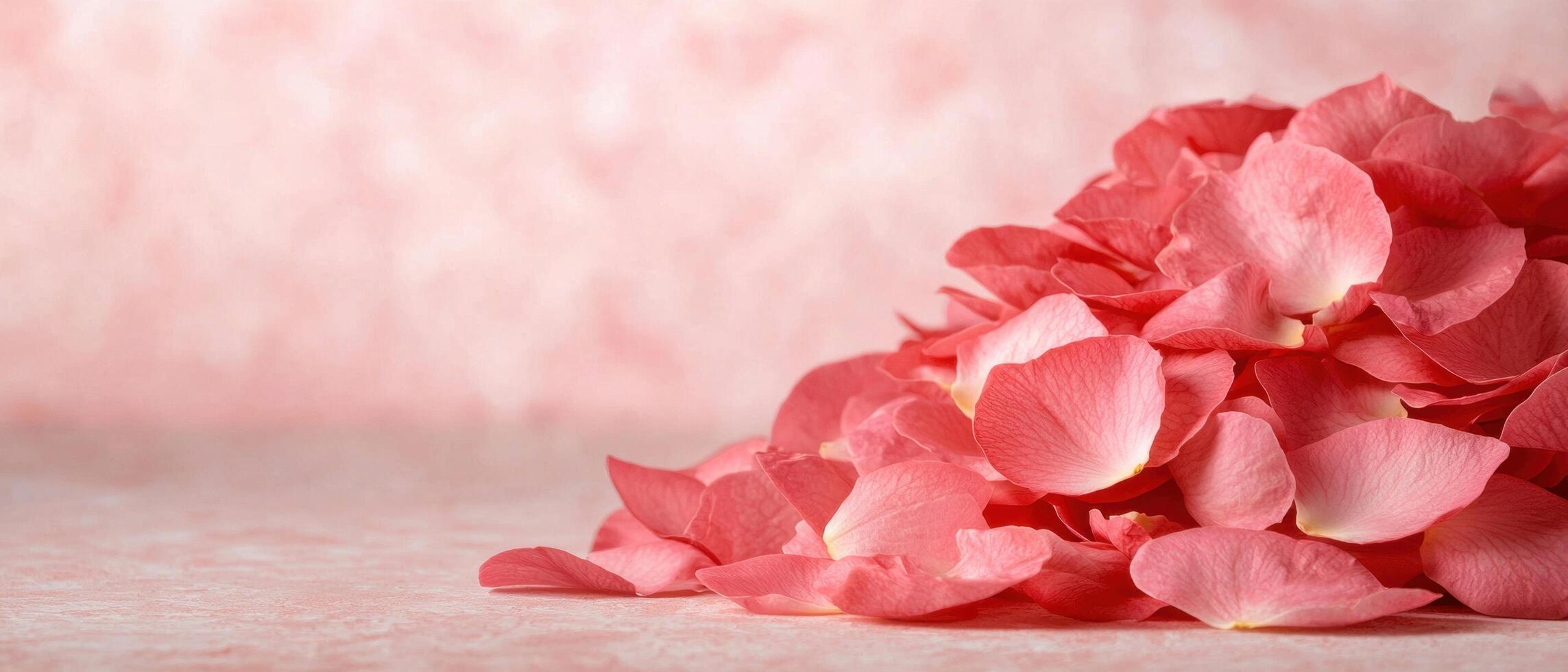 beautiful pink rose petals on a soft background photo