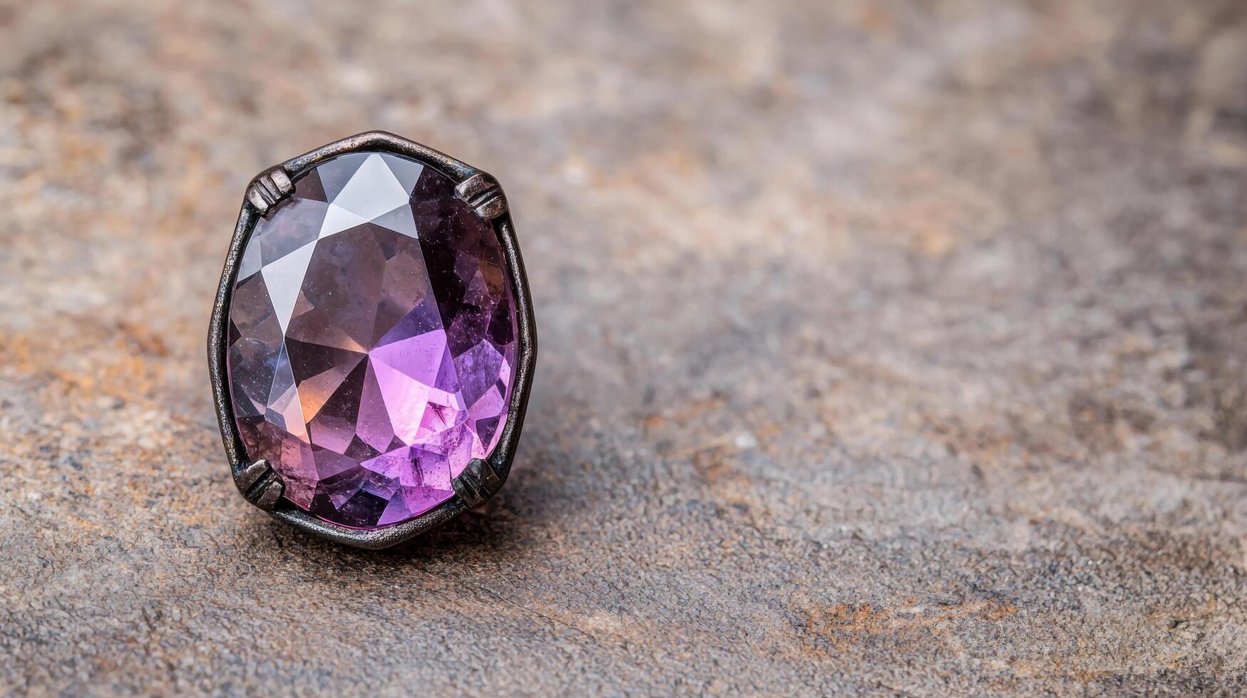 Stunning amethyst gemstone on rocky surface photo