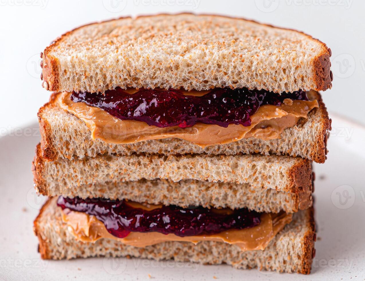 Delicious peanut butter and jelly sandwich photo