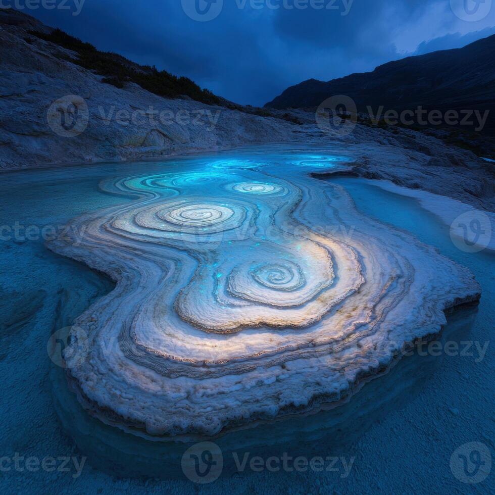 Mesmerizing swirling patterns in a frozen lake photo