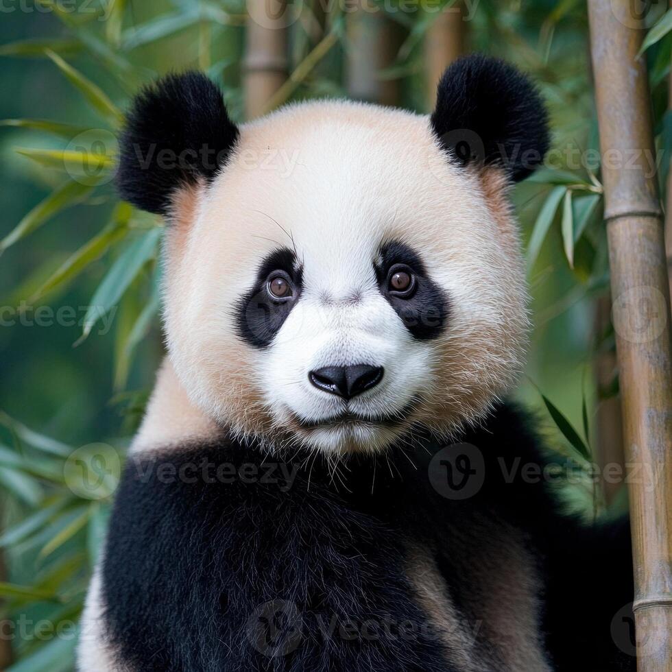 Adorable panda bear in natural habitat photo