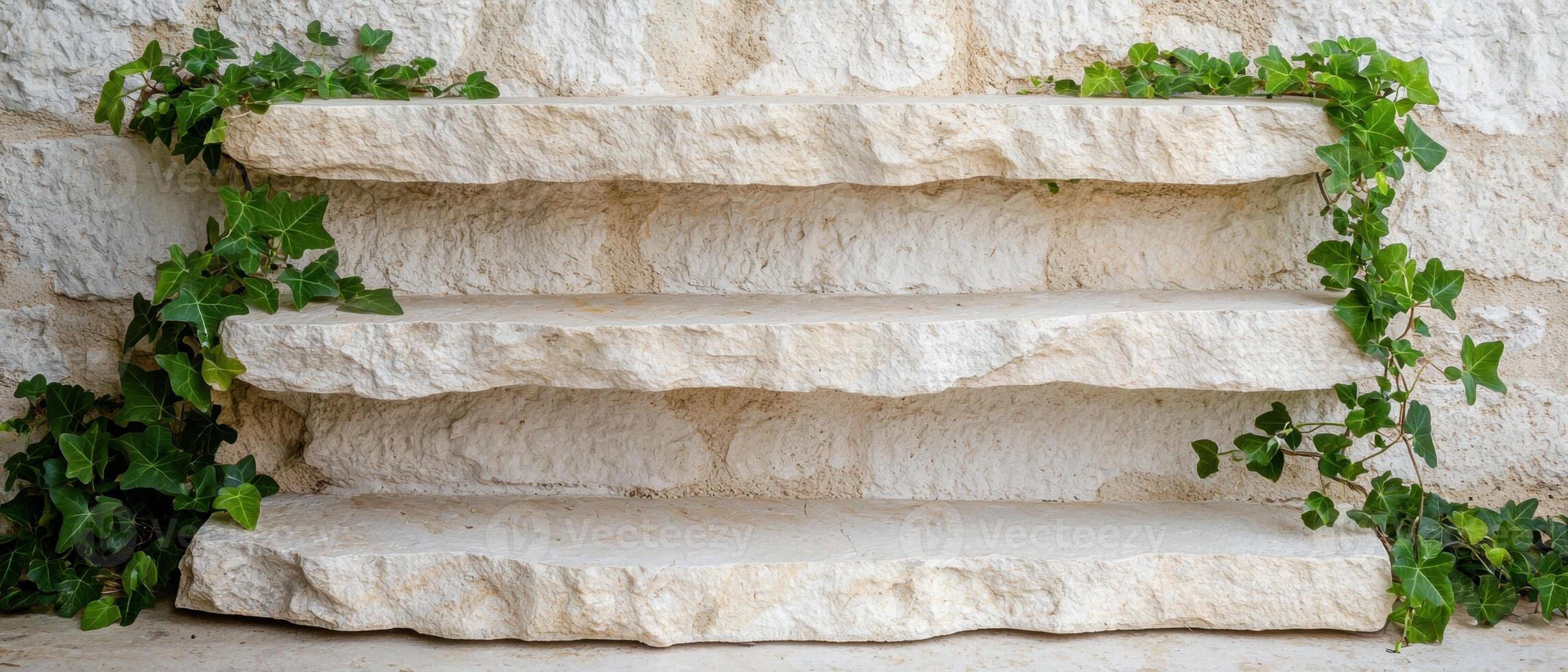 natural stone steps with ivy photo