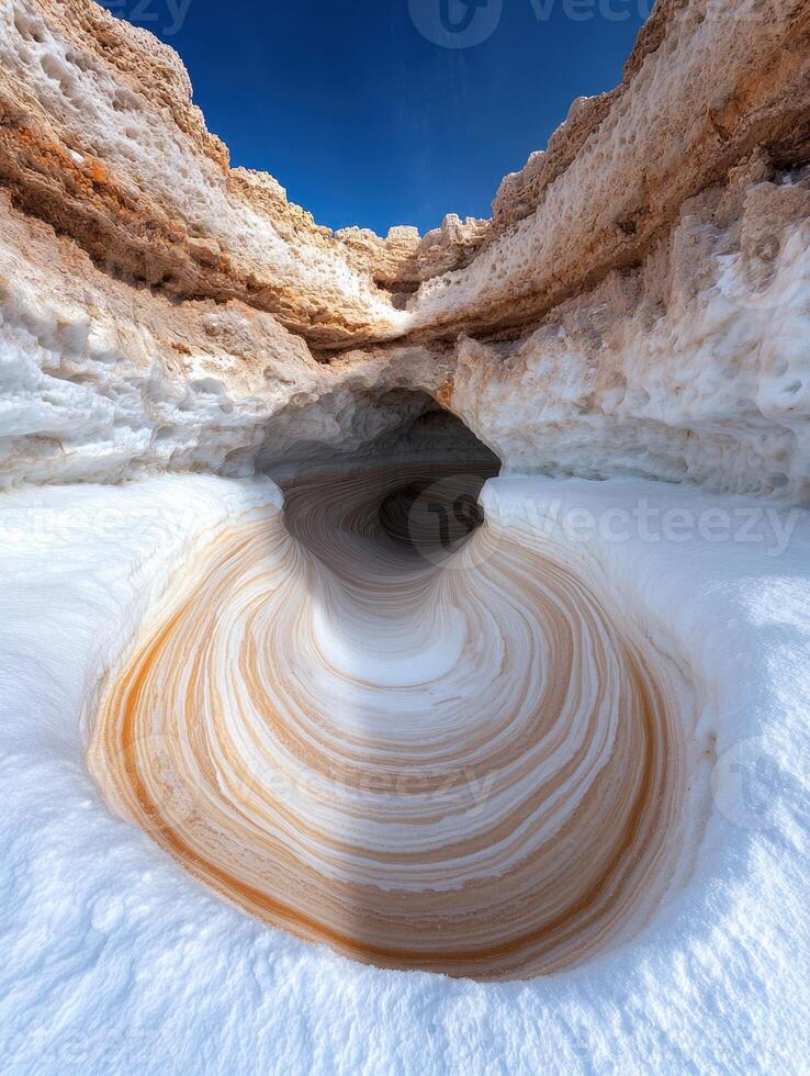 Stunning natural formation in snowy landscape photo
