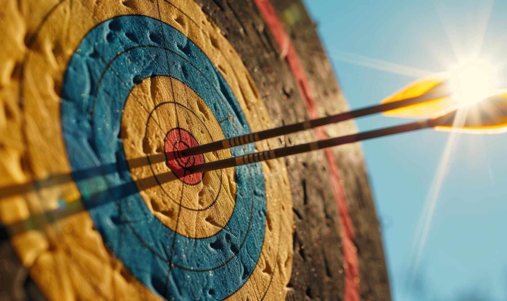 Archery target with arrows photo