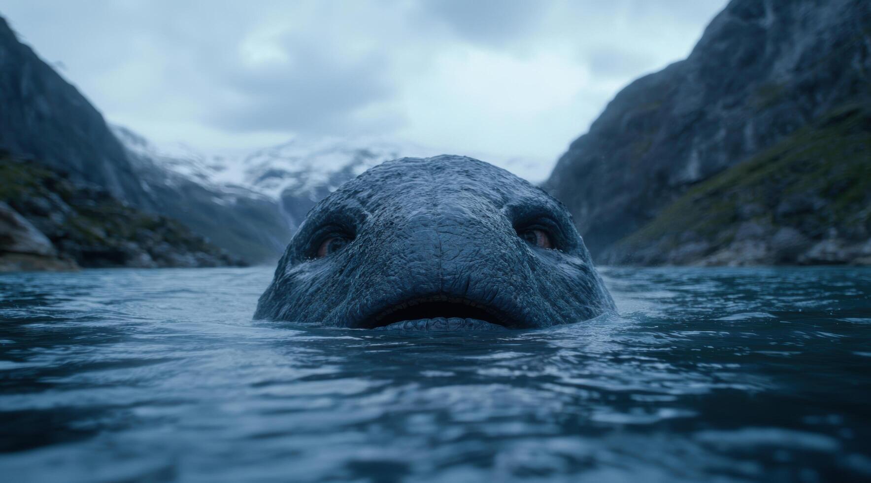 Mysterious creature emerges from dark waters photo