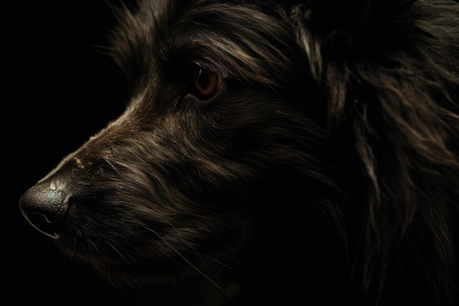 close up of a dark furred dog photo