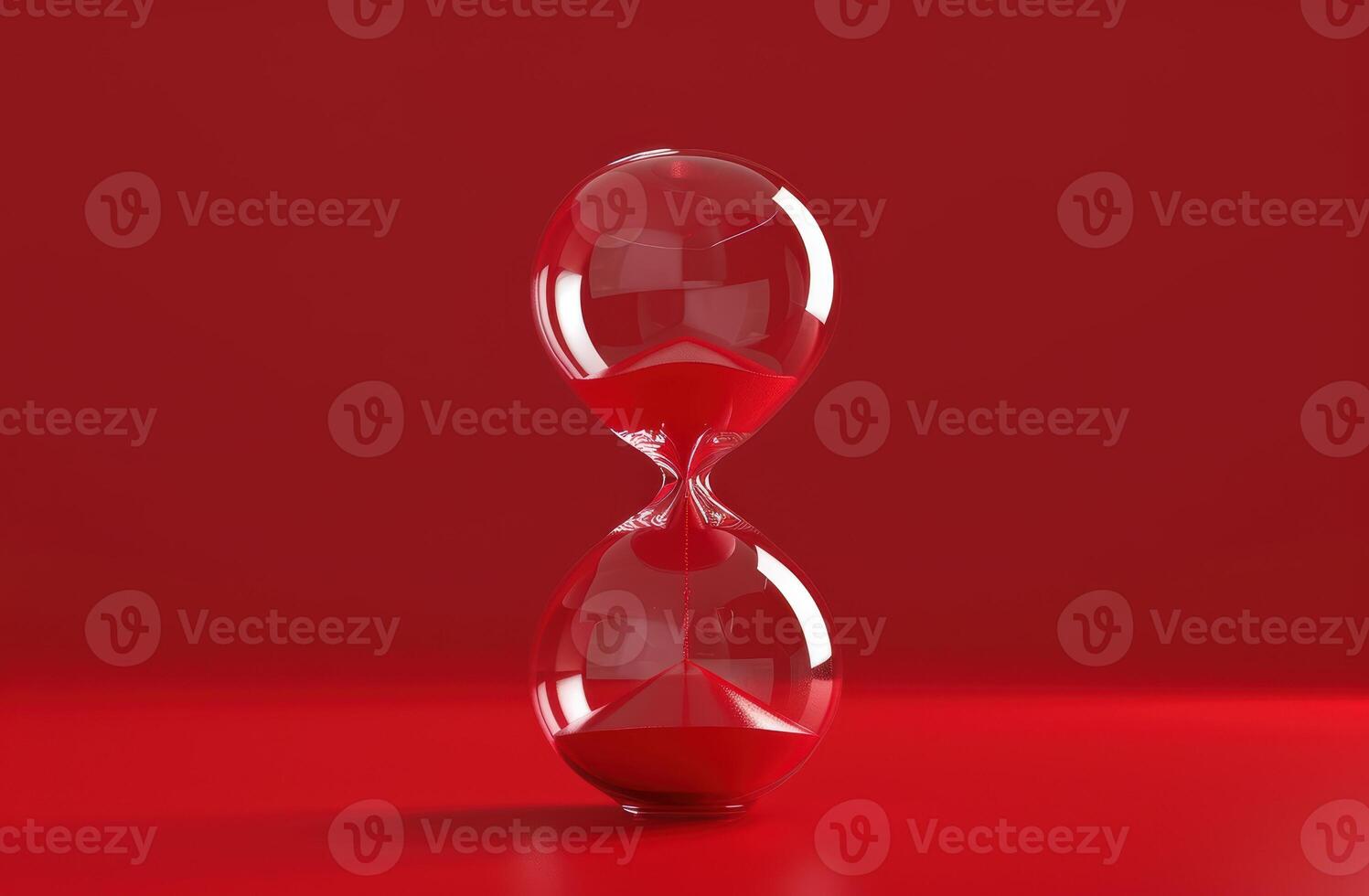 hourglass on red background photo
