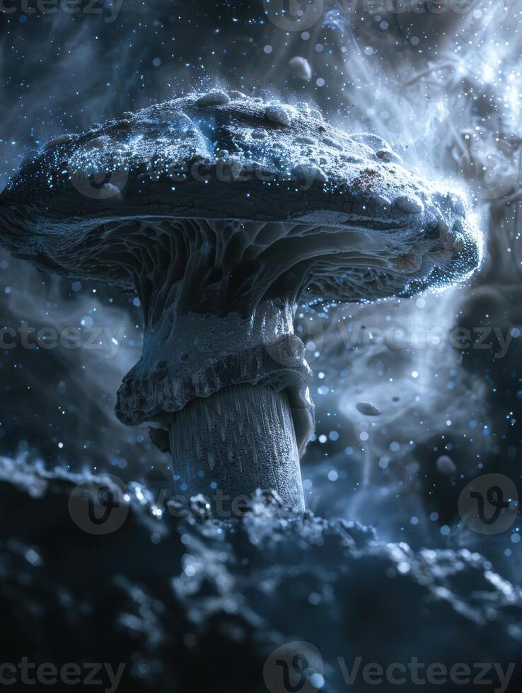 Magical mushroom in winter wonderland photo