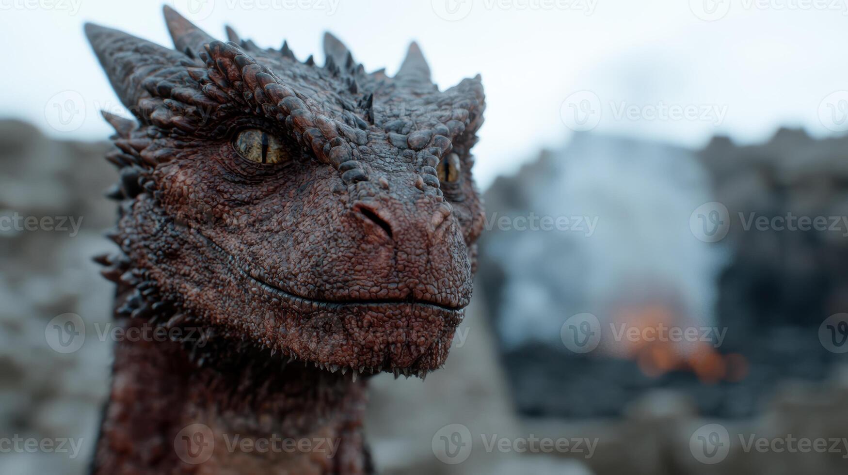 close up of a fierce looking dragon creature photo