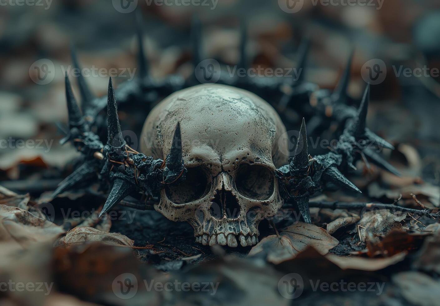 Spooky skull in the forest photo