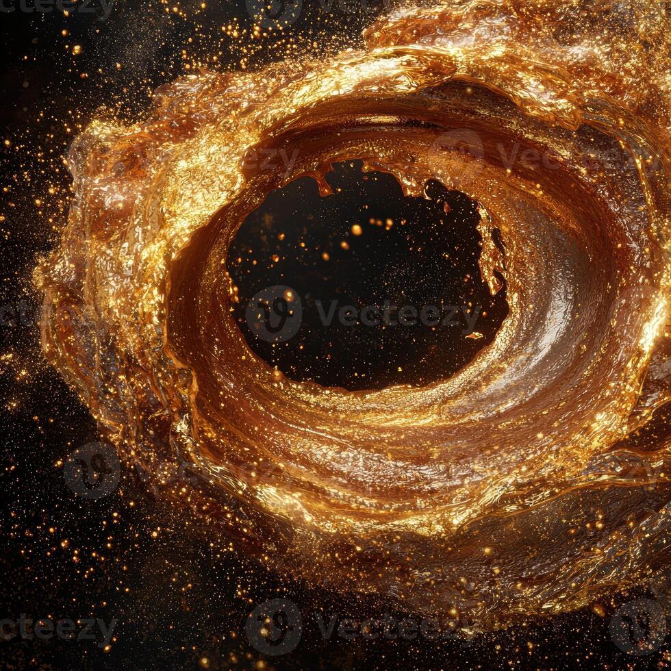 Fiery golden vortex with glowing sparks photo