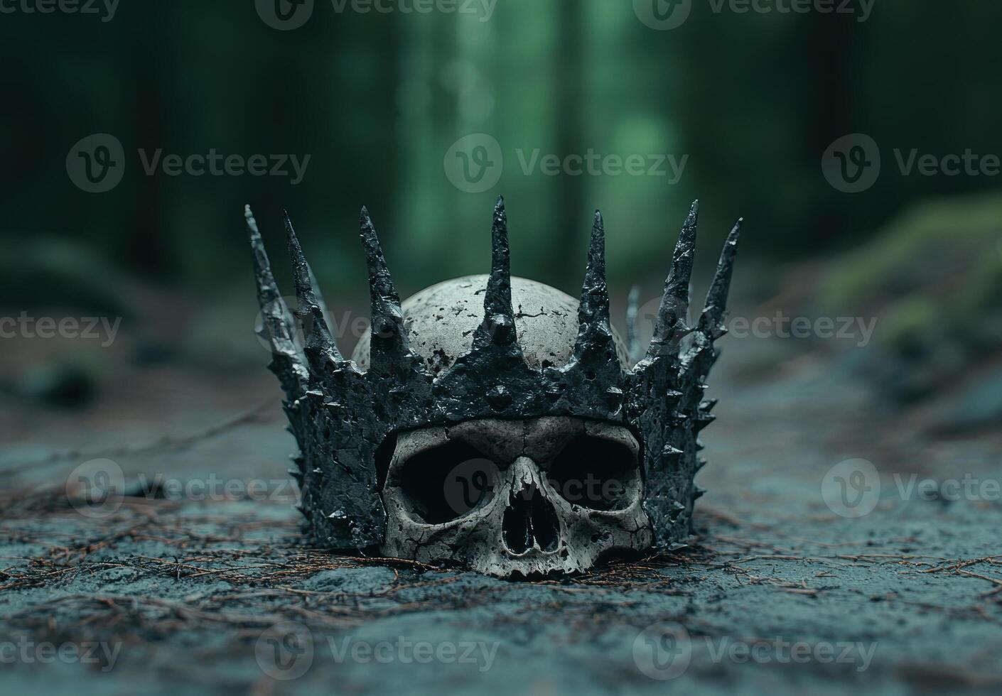 Haunting skull with dark crown photo