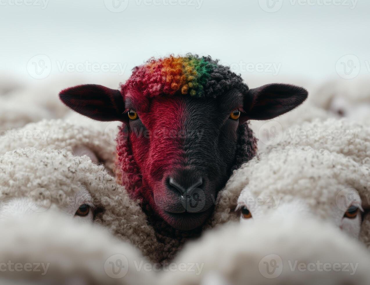 Colorful sheep with vibrant wool photo