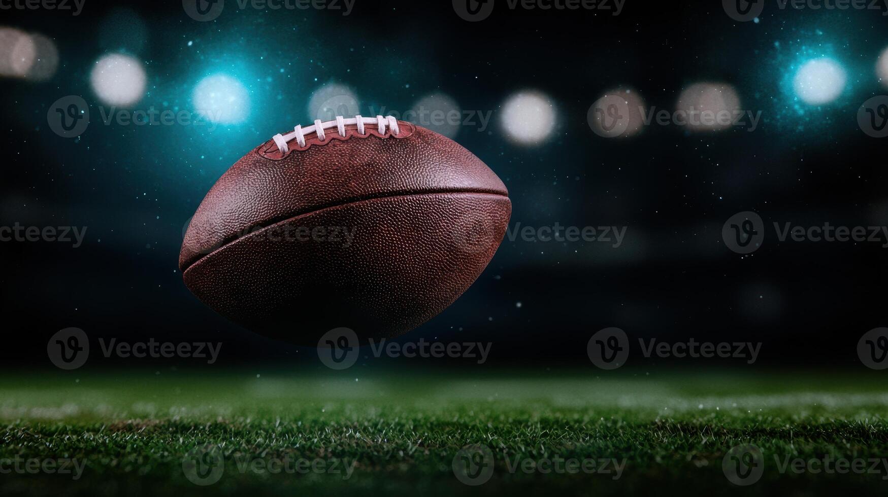 american football on field with lights and stars photo